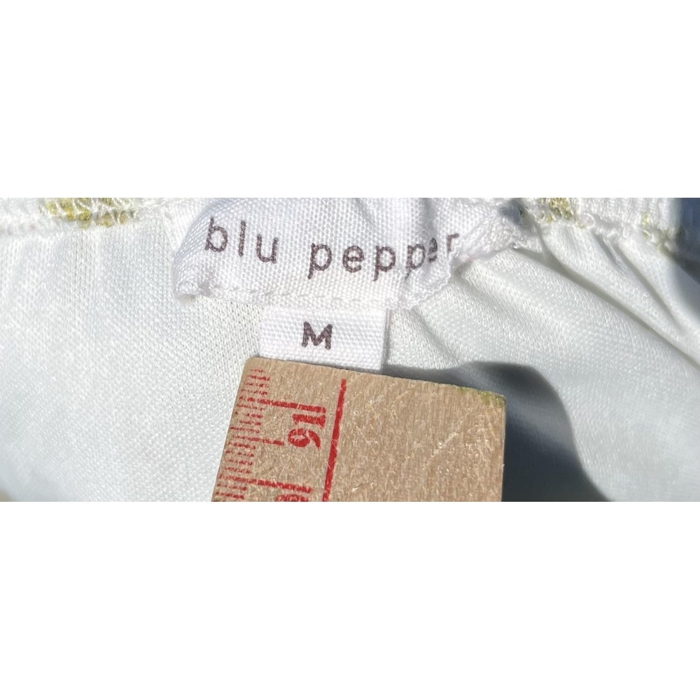 Blu Pepper Floral Puff Sleeve Mini Dress Cottagecore Prairie Medium M White - Picture 12 of 14